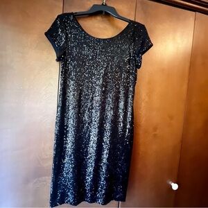 Connected Apparel Pullover, Black, Lined. Cap Sleeve Sequin Dress NWT Ret $69
